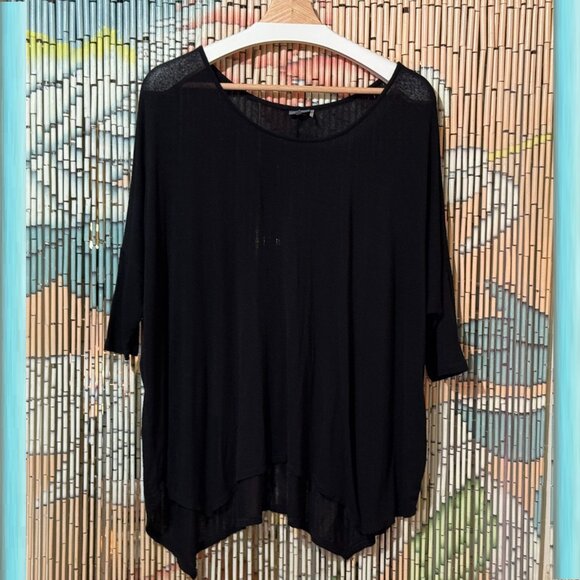 SPARKLE & FADE, Dolman Sleeve Round Neck Drape Shirt, Black, Large - Picture 1 of 15